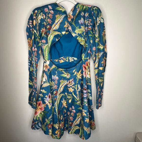 Alemais June Floral Linen Mini Dress Size 4 - Picture 9 of 11